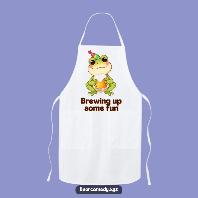 Funny Frog Party Apron: Kitchen Fun with Festive Amphibian and Mug, Great Funny Gift
