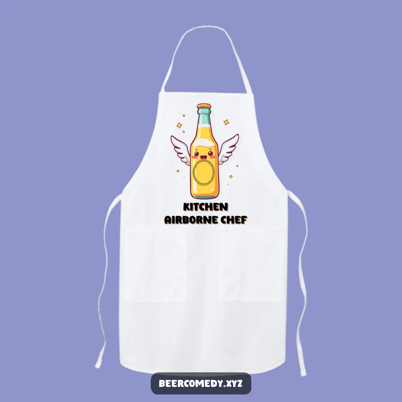 Funny Flying Beer Bottle Apron: Kitchen Flight with Cheerful Wings, Perfect Gift!