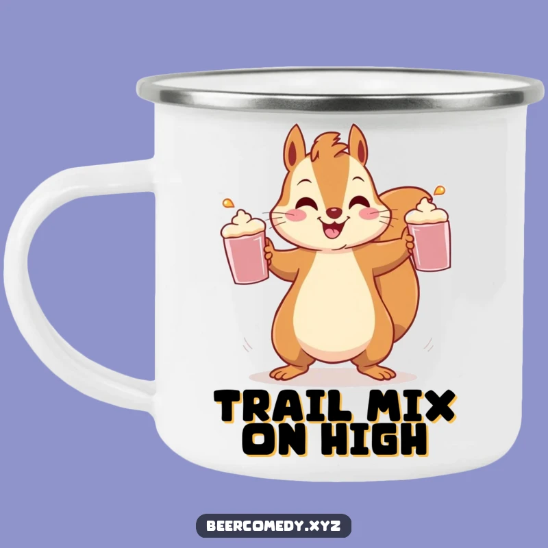 Funny Squirrel Juggling Camping Mug: Durable Mug with Speedy Rodent, Great Funny Gift