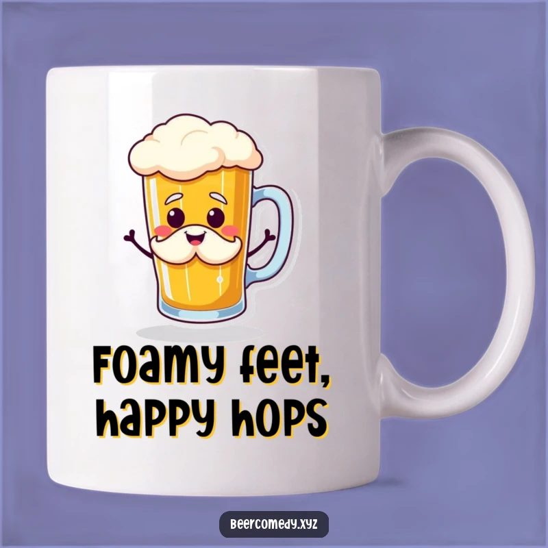 Funny Beer Mug Jig Gift: Happy Foam Mustache Smiling Brew, Perfect Gift!