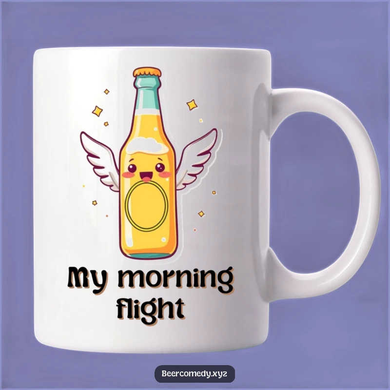 Funny Flying Beer Bottle Mug: Cheerful Wings Soaring Brew, Perfect Gift!