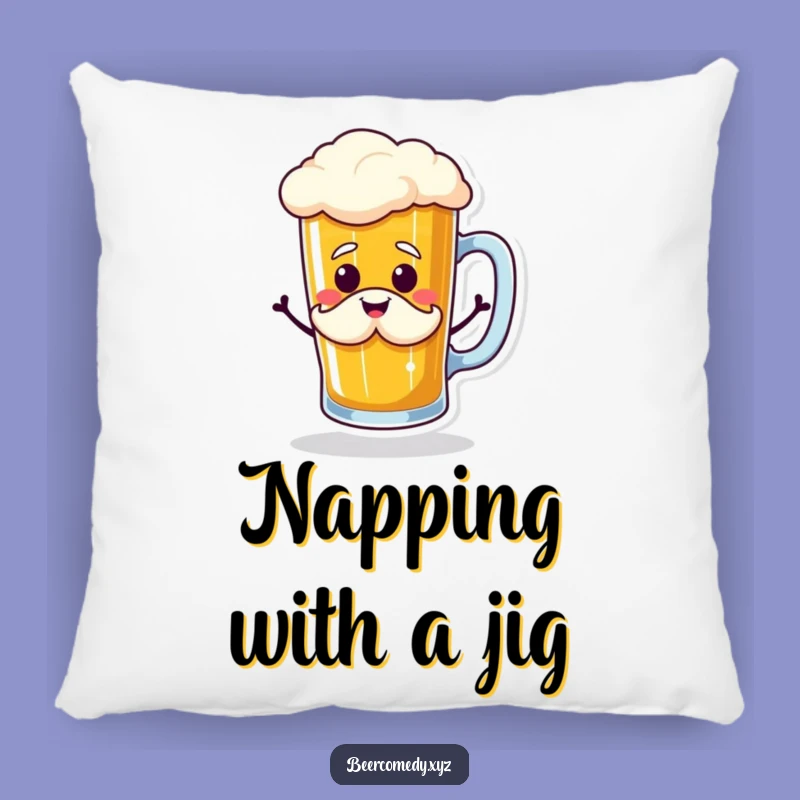 Funny Beer Mug Jig Pillow: Cozy Smiles from Foam Mustache Brew, Perfect Gift!