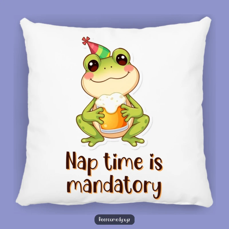 Funny Frog Party Pillow: Soft Amphibian Cushion with Mug, Cozy Funny Gift Accent