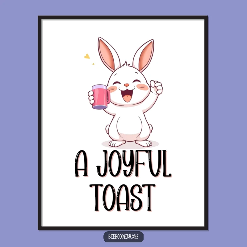 Funny Rabbit Toast Digital Art: Printable Bunny Celebration, Instant Funny Gift
