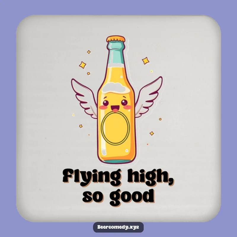 Funny Flying Beer Bottle Coaster: Cheerful Wings for Surface Protection, Perfect Gift!
