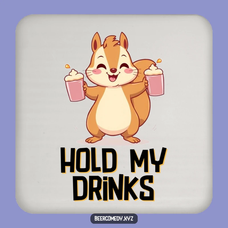 Funny Squirrel Juggling Coaster: Protect Surfaces with Speedy Rodent, Cute Funny Gift