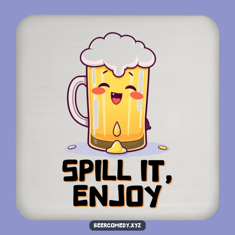 Funny Giggling Beer Pint Coaster: Protect Surfaces with Joyful Spills, Perfect Gift!