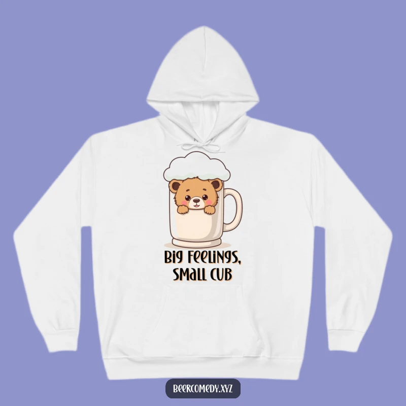 Funny Bear Cub Hoodie: Cozy Cub Behind Mug, Great Funny Gift