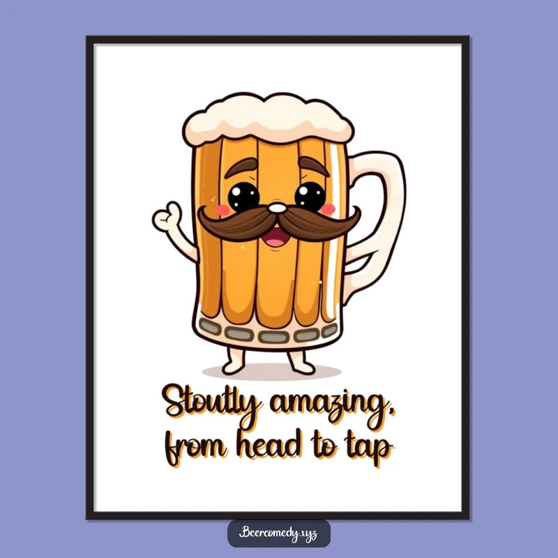 Free Printable Wall Art: Dancing Stout Mug Poster, Funny Beer Downloadable Decor