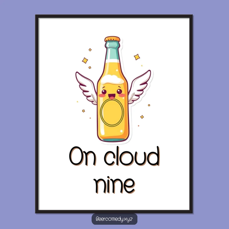 Free Printable Wall Art: Flying Beer Bottle, Whimsical Downloadable Decor for Your Space!