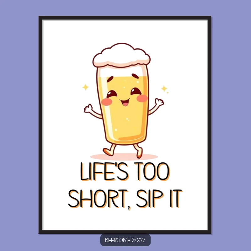 Free Printable Wall Art: Giggling Lager Glass Poster, Funny Beer Downloadable Decor