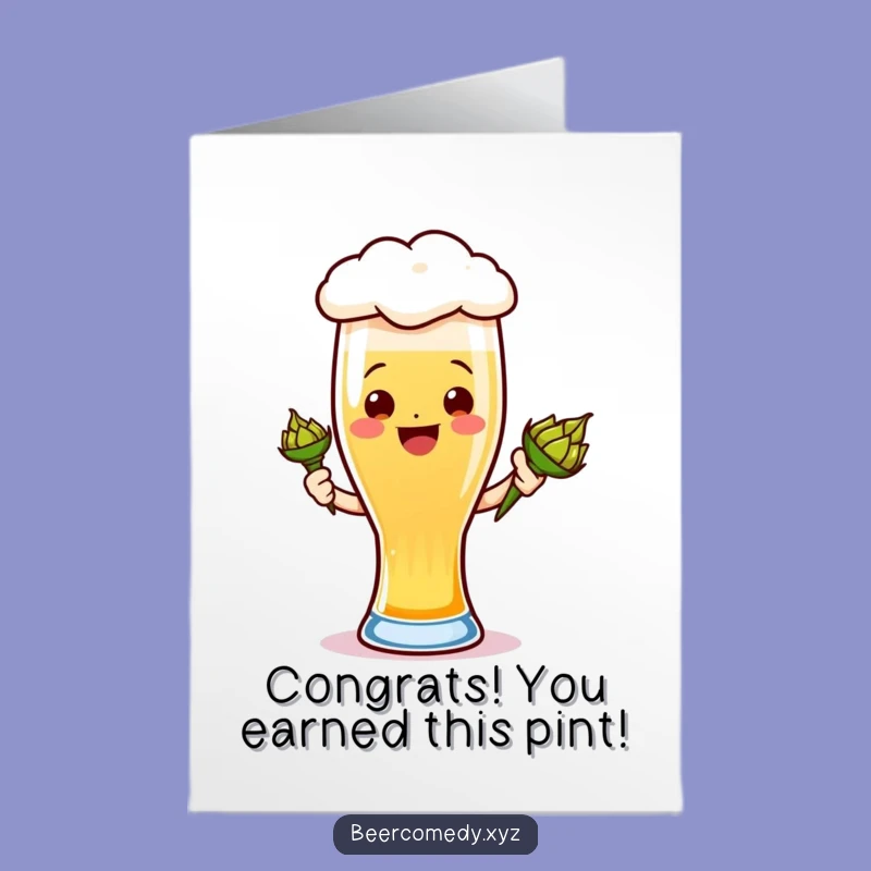 Free Printable Congrats Card: Cheerful Ale Glass Cheers to Your Success Downloadable