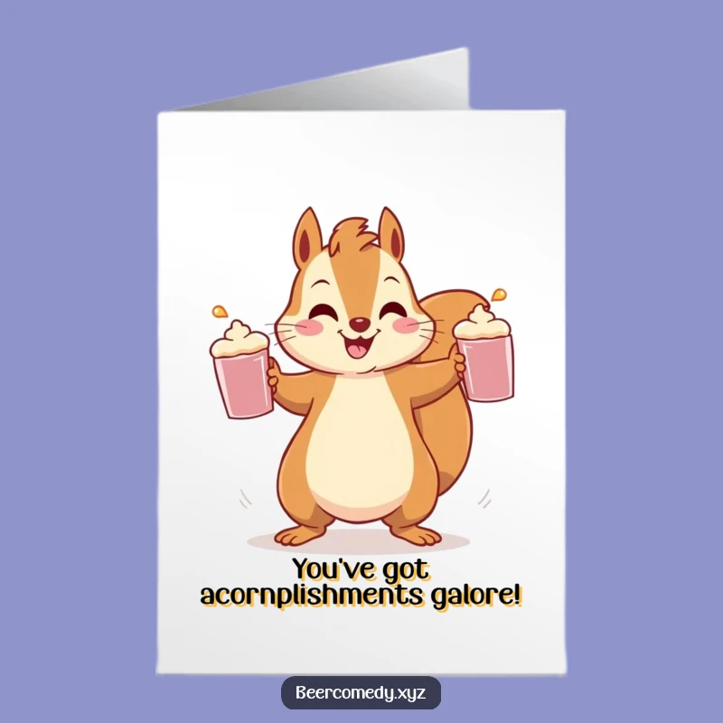 Free Printable Congrats Card: Juggling Squirrel, Funny Brews For Your Success Downloadable Gift