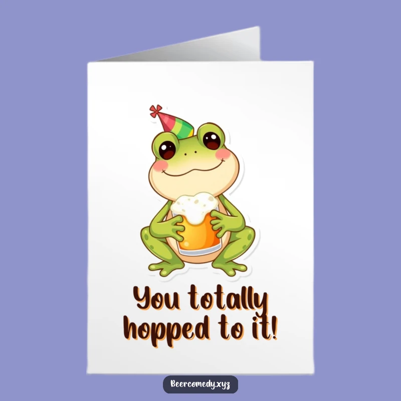 Free Printable Congrats Card: Funny Frog With Mug, A Hoppy Celebration Downloadable Gift