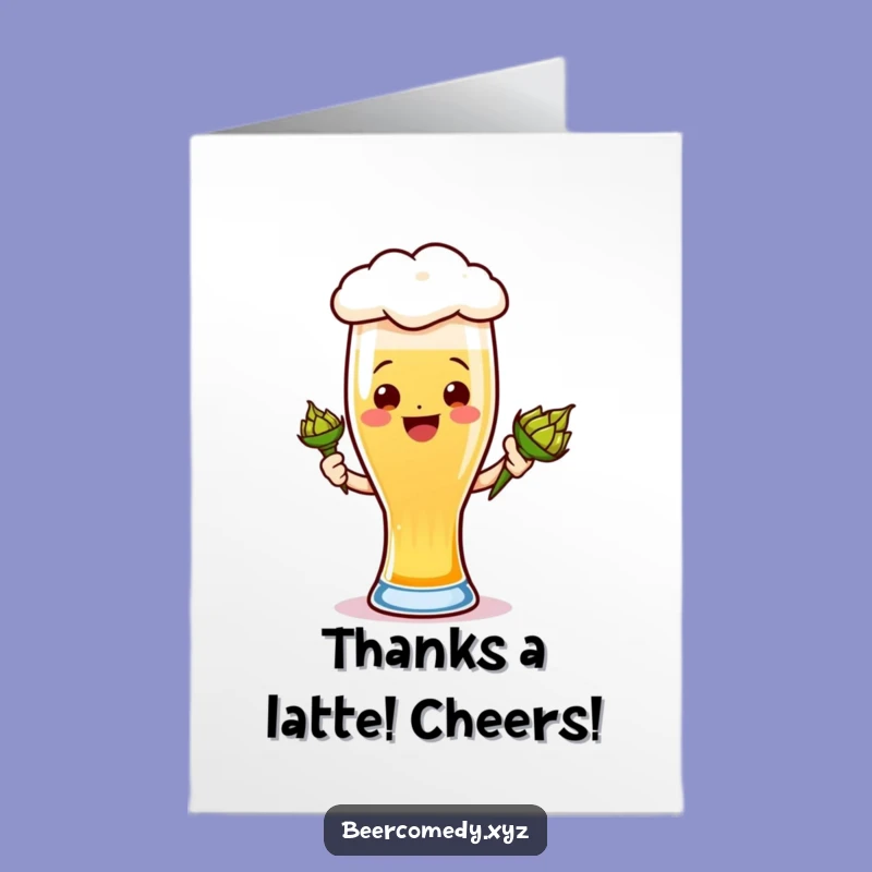 Free Printable Thank You Card: Grateful Ale Glass Cheers Downloadable Gift