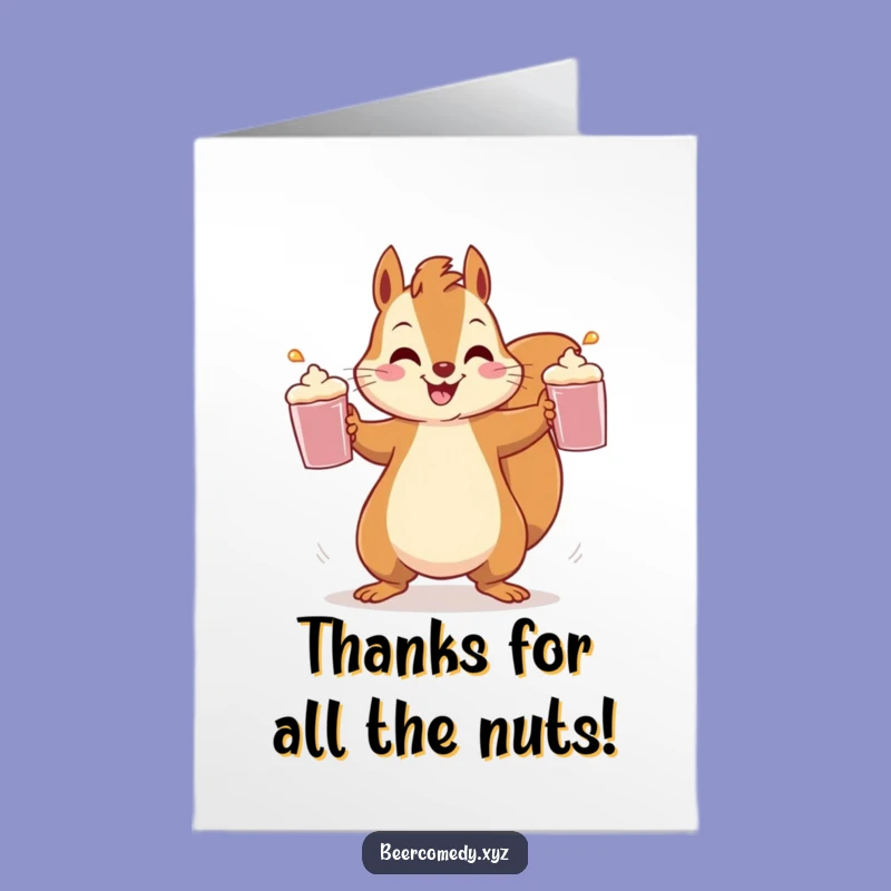 Free Printable Thank You Card: Juggling Squirrel, Funny Brews For Your Kindness Downloadable Gift