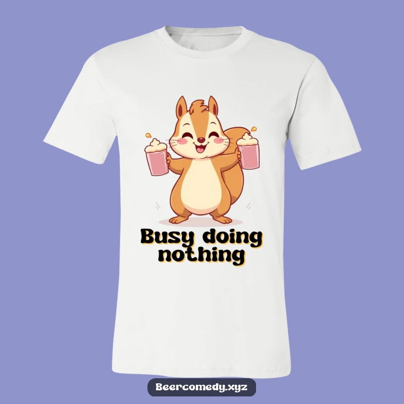 Funny Squirrel Juggling Tee: Speedy Rodent with Mugs, Ideal Funny Gift