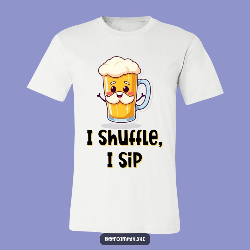 Funny Beer Mug Jig T-Shirt: Happy Foam Mustache Smiling Brew, Perfect Gift!