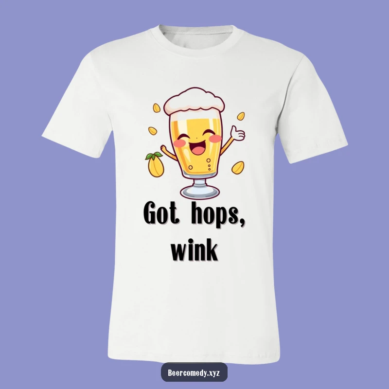 Funny Beer Glass Wink T-Shirt: Joyful Hop Catching Brew, Perfect Gift!