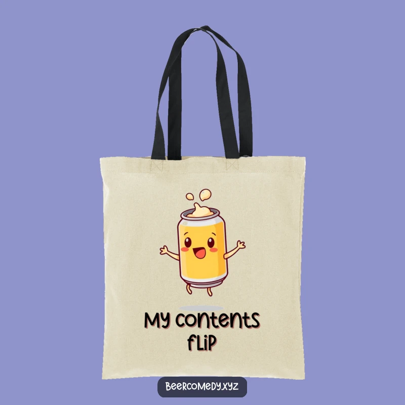 Funny Beer Can Cartwheel Tote: Carry Fun with Popping Lid, Perfect Gift!