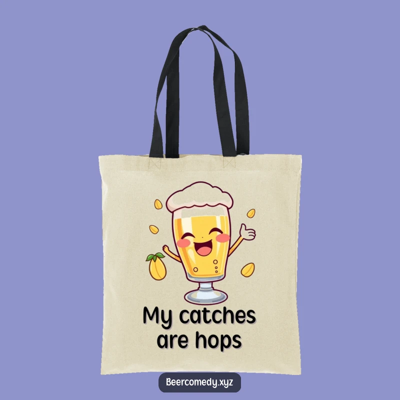 Funny Beer Glass Wink Tote: Catch Joy with Hoppy Luck, Perfect Gift!