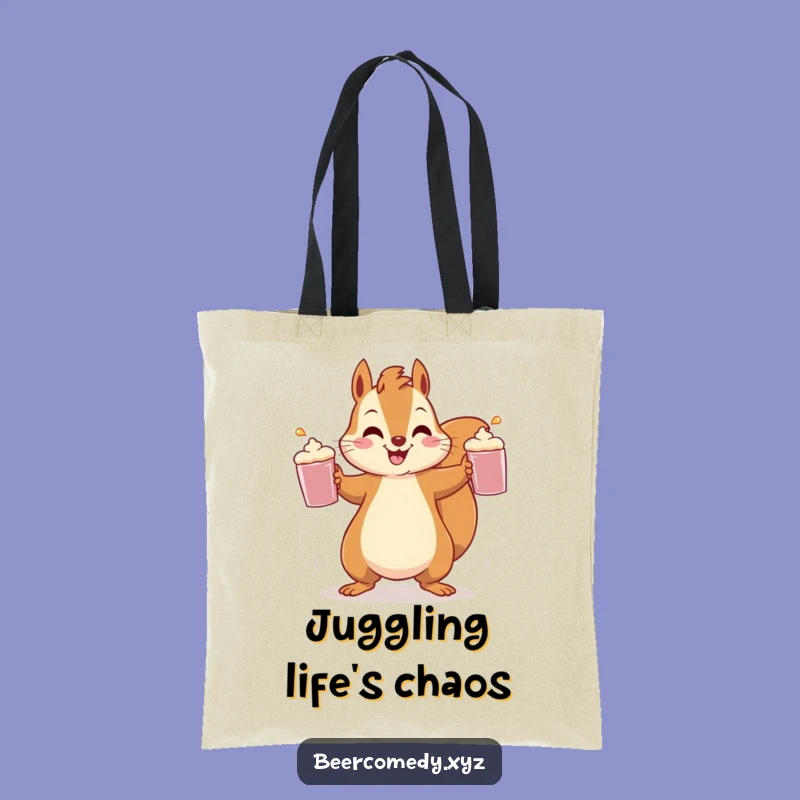 Funny Squirrel Juggling Tote Bag: Chic Bag with Speedy Rodent, Perfect Funny Gift